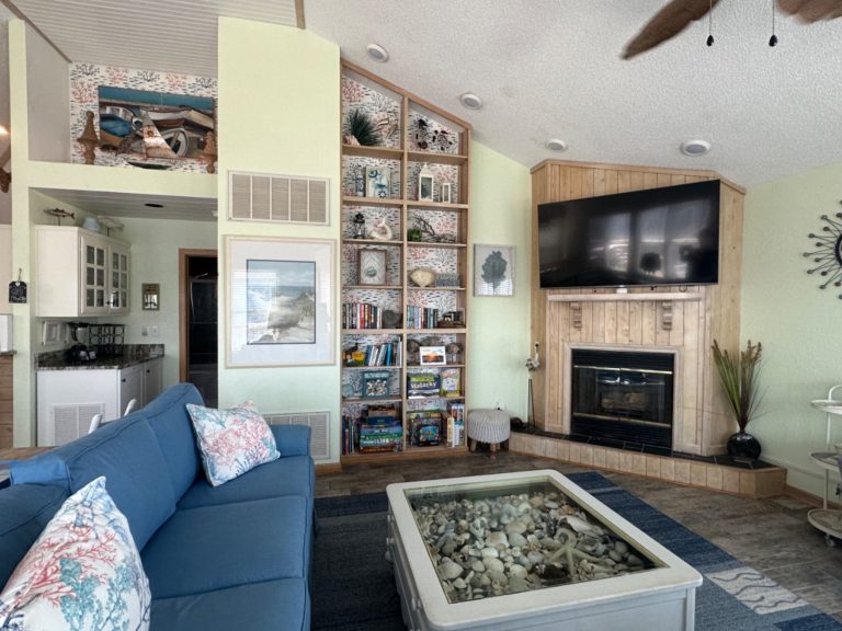 Great room and bar area with stand-alone ice maker